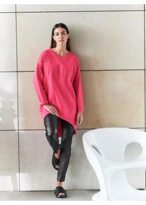 Longshirt Heine "Longshirt", Damen, Gr. 36, pink (fuchsia), 100% Baumwolle, unifarben, Rundhals, Shirts Longshirt