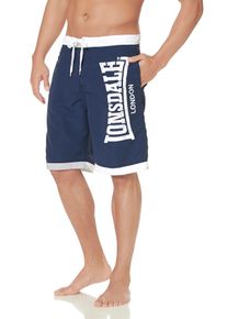 Boardshorts Lonsdale "CLENNELL", Herren, Gr. 4XL, N-Gr, blau (navy, wei&szlig;), Obermaterial: 100% Polyester. Futter: 100% Polyester, bedruckt, unifarben mit Farbeins&auml;tzen, bequem, Hosen Boardshorts, Badeshorts, Innenhose aus Mesh