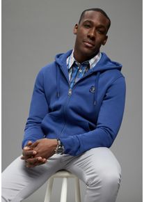 Sweatjacke DELMAO, Herren, Gr. 3XL (64/66), blau, angeraute Sweatware, Obermaterial: 60% Baumwolle, 40% Polyester, unifarben, normal, angesetztes B&uuml;ndchen, Sweatjacken Sweatjacke, mit Kapuze, mit Kordelzug, aus angerauter Sweatware, mit Langarm