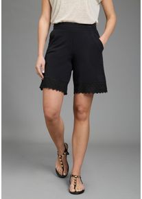 Bermudas Laura Scott, Damen, Gr. 46, N-Gr, schwarz, Jersey, Obermaterial: 95% Baumwolle, 5% Elasthan. Spitze: 100% Baumwolle, bestickt, unifarben, Hosen Bermudas, aus Jersey, aus Baumwolle und Elasthan, unifarbene Optik