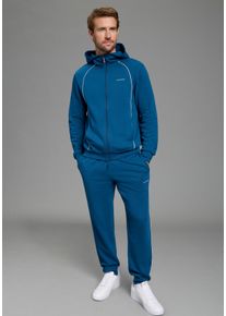 Jogginganzug Eastwind, Herren, Gr. 48/50, blau, angeraute Sweatware, Obermaterial: 60% Baumwolle, 40% Polyester. Kapuzenfutter: 60% Baumwolle, 40% Polyester, unifarben, bequem, Sportanz&uuml;ge Jogginganzug