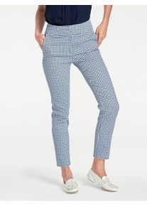 R&ouml;hrenhose Heine, Damen, Gr. 44, Normalgr&ouml;&szlig;en, blau (marine, wei&szlig;), 71% Baumwolle, 26% Polyester, 3% Elasthan, gemustert, mehrfarbig, 7/8-L&auml;nge, Hosen R&ouml;hrenhose