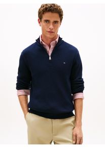 Strickpullover Tommy Hilfiger "SEASONAL STRUCTURE ZIP MOCK", Herren, Gr. XL, desert sky, Strick, Obermaterial: 100% Baumwolle, unifarben, regular fit normal, Rundhals, eingesetzt Rippb&uuml;ndchen, Pullover Strickpullover, Regular fit mit Troyerkragen