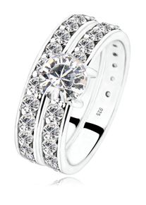 Ring-Set Elli "Ring Set Stapelring Kristalle 925 Silber" Gr. 52, wei&szlig;, Fingerringe, Damen, 52, Silber 925 (Sterlingsilber), Ring-Set