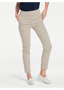 R&ouml;hrenhose Heine, Damen, Gr. 19, Kurzgr&ouml;&szlig;en, wei&szlig; (camel, wei&szlig;), 71% Baumwolle, 26% Polyester, 3% Elasthan, gemustert, mehrfarbig, 7/8-L&auml;nge, Hosen R&ouml;hrenhose