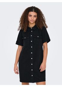 Jeanskleid Only "ONLLISA &ndash; Denimkleid mit Knopfleiste und Brusttaschen", Damen, Gr. XL, N-Gr, schwarz (washed schwarz), Denim/Jeans, Obermaterial: 90% Baumwolle, 10% Viskose, unifarben, kurz, mit Umschlag, Kleider Jeanskleid, Baumwollmischung