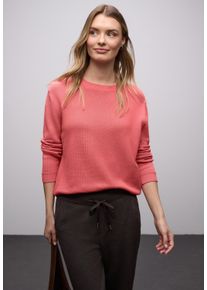 Strickpullover Street One, Damen, Gr. 38, striking coral, Strick, Obermaterial: 100% Baumwolle, unifarben, normal h&uuml;ftbedeckend, Rundhals, Flachstrickb&uuml;ndchen, Pullover Strickpullover, mit Rundhals