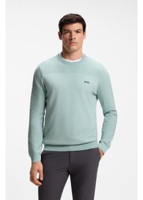 Strickpullover BOSS Green "KN Momentum-X CN", Herren, Gr. 3XL, turquoise, aqua447, Strick, Obermaterial: 48% Polyester, 39% Schurwolle, 11% Polyamid, 2% Elasthan, regular fit normal, Rundhals, B&uuml;ndchen, Pullover Strickpullover, Rundhalsausschnitt, Regular Fit, kontrast HD-Logo