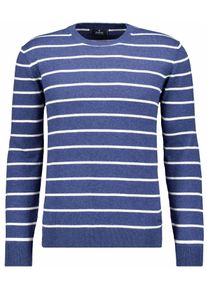 Rundhalspullover Ragman, Herren, Gr. 58, blau (nachtblau), Strick, 70% Baumwolle 30% Leinen, ohne Ausschnitt, Pullover Rundhalspullover