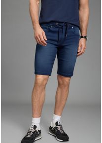 Jeansshorts Arizona, Herren, Gr. 34, N-Gr, dunkelblau used, Denim/Jeans, Obermaterial: 78% Baumwolle, 21% Polyester, 1% Elasthan, unifarben, regular fit kniefrei, Jeans Jeansshorts, gerade geschnittenes Bein, Regular Fit Passform