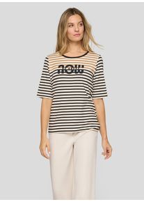 T-Shirt Rabe, Damen, Gr. 48, natur, Jersey, Obermaterial: 48% Baumwolle, 48% Modal, 4% Elasthan, gestreift, regular fit normal, Rundhals, Shirts T-Shirt, mit Schriftzug