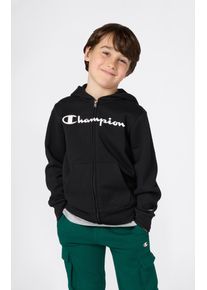 Kapuzensweatjacke Champion "BASICS Fleece Full Zip Sweatshirt", Jungen, Gr. XL (164/170), blau (nbk, ns), Obermaterial: 54% Baumwolle, 46% Polyester, normal, Sweatjacken Kapuzensweatjacke, mit Kapuze und Kordelzug, aus Baumwolle und Polyester, f&uuml;r Kinder