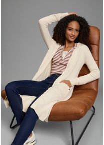 Longstrickjacke Kangaroos, Damen, Gr. 32/34, natur, Strick, Obermaterial: 50% Viskose, 28% Polyester, 22% Polyamid, figurumspielend lang, tiefer V-Ausschnitt, Rippb&uuml;ndchen, Strickjacken Longstrickjacke, in offener Long-Form mit Kapuze, Topseller