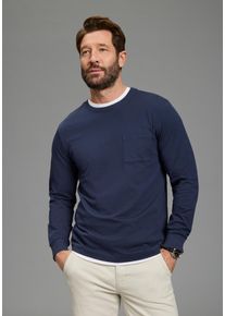 MAN'S WORLD Langarmshirt MAN'S WORLD "Neue Kollektion", Damen, Gr. XL (56/58), blau, Single Jersey, Obermaterial: 100% Baumwolle, unifarben, schmal, Rundhals, angesetztes B&uuml;ndchen, Shirts Langarmshirt, casual Stil, Langarmshirt, schmale Passform, unifarben