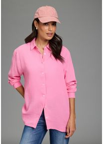 Longbluse Laura Scott, Damen, Gr. 38, pink, Web, Obermaterial: 100% Baumwolle, unifarben, Basic, l&auml;ssig geschnitten, verstellbar, Blusen Longbluse, in Musselin-Qualit&auml;t, Topseller