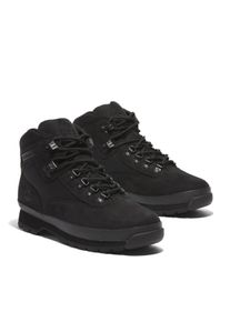 Wanderschuh Timberland "EURO HIKER MID LACE UP BOOT", Herren, Gr. 47,5, schwarz (schwarz nubuck), Leder, Textil, Schuhe Wanderschuh