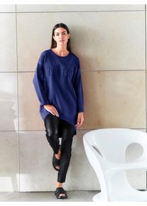 Longshirt Heine "Longshirt", Damen, Gr. 48, blau (royalblau), 100% Baumwolle, unifarben, Rundhals, Shirts Longshirt