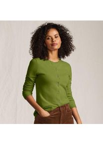 LANDS' END Kaschmir-Cardigan mit rundem Ausschnitt, Damen,  Gr&uuml;n, Kaschmir, by Lands' End