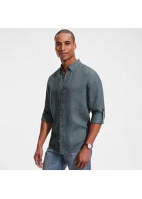 LANDS' END Hemd aus reinem Leinen mit Roll&auml;rmeln, Herren,  Gr&uuml;n, Leinen, by Lands' End