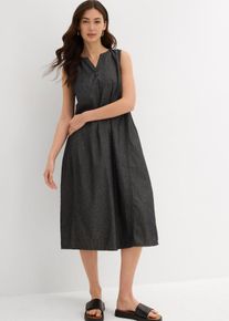 bonprix Jeanskleid, schwarz, Gr.50, Jeanskleid Midi-L&auml;nge mit Taschen, 100% Baumwolle