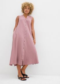 bonprix Blusenkleid aus Musselin, lila, Gr.42, Langes Blusenkleid aus reiner Baumwolle mit Oversize-Passform. Mit seitlichen Nahttaschen und Schlitzen., aus 100% Baumwolle