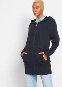 bonprix Strickmantel, blau, Gr.40/42 (M), Oversized Strickmantel mit Kapuze, 70% Baumwolle (recycelt)