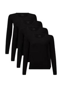 Unterhemd Bamboo basics "Longsleeve LARA 4er Pack", Damen, Gr. S, N-Gr, schwarz, Obermaterial: 68% Viskose CV. 28% Baumwolle CO. 4% Elasthan EL., Unterhemden Unterhemd
