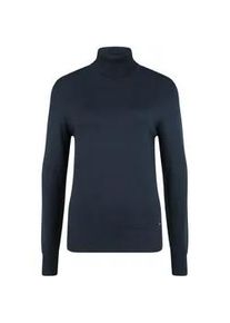 Rollkragenpullover oxmo "Rollkragenpullover OXWinala", Damen, Gr. L, blau (total eclipse), Obermaterial: 70% Viskose CV. 30% Nylon NY., Pullover Rollkragenpullover