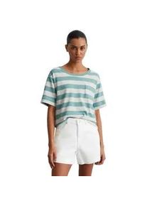 Marc O'Polo T-Shirt MARC O'POLO, Damen, Gr. M, bunt (multi, pure teal), Jersey, Obermaterial: 100% Baumwolle, loose fit, Rundhals, Shirts T-Shirt, seitliche Schlitze, geringelt