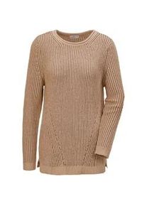 Strickpullover GOLDNER "Kurzgr&ouml;&szlig;e Strickpullover mit Struktur, Glitzer", Damen, Gr. 25, beige (bisquit, stein), Obermaterial: 64% Polyacryl PAN. 20% metallisierte Fasern MTF. 16% Baumwolle CO., Rippe, Pullover Strickpullover, Ohne