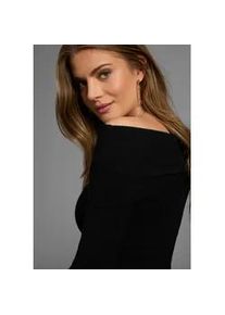 Strickpullover Laura Scott, Damen, Gr. 48, schwarz, Rippstrick, Obermaterial: 50% Viskose, 28% Polyester, 22% Polyamid, unifarben, figurbetont h&uuml;ftlang, Carmenausschnitt, Pullover Strickpullover, Feinstrickpullover in trendy Carmen Shape - NEUE KOLLEKTION