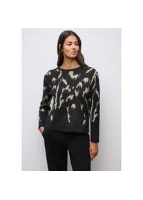 Rundhalspullover Street One, Damen, Gr. 42, anthra grau, Stoff, 60% Polyester, 40% Baumwolle, gemustert, normal normal, Rundhals, abgesteppt, Pullover Rundhalspullover, mit grafischem Muster