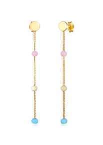 Paar Ohrh&auml;nger Elli "Ohrringe H&auml;nger Pl&auml;ttchen Rund Kugel Emaille 925 Silber" Gr. 5, gold, Ohrringe, Damen, ohne Stein, Silber 925 (Sterlingsilber), Paar Ohrh&auml;nger