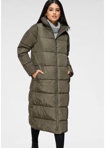Steppmantel Only "ONLIRINA X-LONG 2IN1 PUFFER OTW", Damen, Gr. XS (34), gr&uuml;n (khaki), Web, Obermaterial: 100% Polyester, unifarben, l&auml;ssig geschnitten kniebedeckend, abnehmbar, M&auml;ntel Steppmantel, auch als Weste tragbar