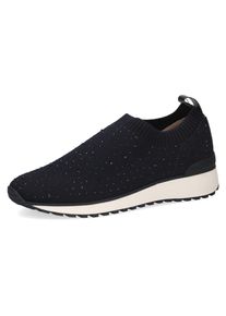 Slip-On Sneaker Caprice, Damen, Gr. 42, blau (dunkelblau), Textil, Schuhe Slip-On Sneaker, Slipper, Freizeitschuh, Halbschuh mit funkelnden Strass-Steinen