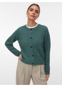 V&eacute;ro Moda Strickjacke VERO MODA "VMNOVAH LS O-NECK BUTTON CARDI GA NOOS", Damen, Gr. M, balsam gr&uuml;n, Strick, Obermaterial: 70% Polyester, 21% Nylon, 8% Wolle, 1% Elasthan, unifarben, regular fit h&uuml;ftlang, Rundhals, Strickjacken Strickjacke