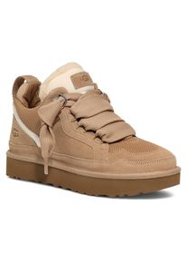UGG Australia Plateausneaker UGG "LOWMEL", Damen, Gr. 5 (36), sand, Textil, Veloursleder, Schuhe Plateausneaker, Midcut Sneaker, Schn&uuml;rschuh mit gepolstertem Schaftrand