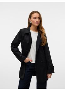 V&eacute;ro Moda Trenchcoat VERO MODA "VMCHELSEA OLIVIA TRENCHCOAT NOOS", Damen, Gr. L, schwarz, Twill, Obermaterial: 100% Polyester, unifarben, regular fit ca. Mitte Oberschenkel, mit Riegel, M&auml;ntel Trenchcoat, kurzer 2-Reiher mit abnehmbarem Bindeg&uuml;rtel