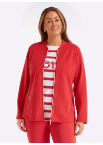 sheego Gro&szlig;e Gr&ouml;&szlig;en Shirtjacke mit Rei&szlig;verschluss, erdbeere, Gr&ouml;&szlig;e 54 - Damen