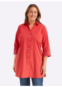 sheego Gro&szlig;e Gr&ouml;&szlig;en Longbluse in leichter A-Linie, erdbeere, Gr&ouml;&szlig;e 46 - Damen