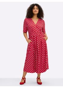 sheego by Joe Browns sheego Gro&szlig;e Gr&ouml;&szlig;en Jerseykleid mit Polka-Dots, erdbeere-wei&szlig;-gemustert, Gr&ouml;&szlig;e 54 - Damen