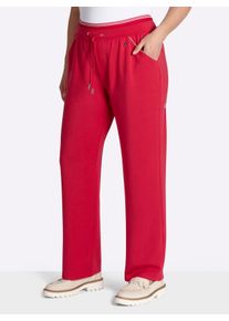 sheego Gro&szlig;e Gr&ouml;&szlig;en Jerseyhose mit gestreiftem Stretchbund, erdbeere, Gr&ouml;&szlig;e 54 - Damen