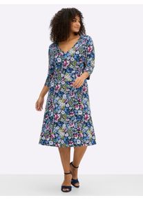 sheego by Joe Browns sheego Gro&szlig;e Gr&ouml;&szlig;en Jerseykleid mit Blumenprint, tiefblau-himmelblau-gemustert, Gr&ouml;&szlig;e 44 - Damen