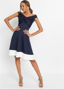 bonprix Carmen-Kleid mit Knotendetail, blau, Gr.48/50 (XL), Feminin und modisches Kleid aus fester Scuba-Qualit&auml;t mit Carmen-Ausschnitt und Knotendetail