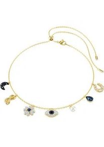 Collier Swarovski "Symbolica Mond Unendlich Gl&uuml;cksklee magisches Auge Hufeisen", blau (gelbgoldfarben, metallfarben, blau,schwarz,kristallklar, wei&szlig;), Halsketten, Damen, Metall Perlen, L: 52, Metall, Perlen, Collier, mit Swarovski Kristall - mit Swarovski Perle