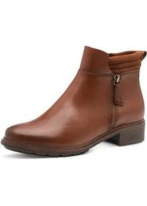 Stiefelette Tamaris, Damen, Gr. 37, cognac, Leder, Textil, Schuhe Stiefelette, Blockabsatz, RV-Boots mit wattierter Schaftrand-Polsterung