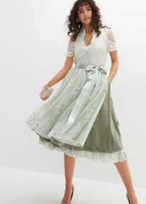 bonprix Dirndl mit Jacquard und Stickerei (2-tlg.Set), gr&uuml;n, Gr.40, Hochwertiges Dirndl aus edlem Jacquard mit dekorativer Knopfleiste und h&uuml;bscher Stickerei, aus Samt