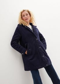 bonprix Warmer Cord-Parka mit Teddy-Futter in der Kapuze in A-Linie, blau, Gr.38, Modischer Parka aus Cord mit kuscheligem Teddy-Futter in der Kapuze in kaschierender L&auml;nge., aus Cord