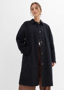 bonprix Einreihiger Trenchcoat, schwarz, Gr.50, Einreihiger Trenchcoat mit verdeckter Knopfleiste und zwei Leistentaschen vorne, 100% Baumwolle