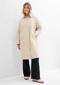 bonprix Einreihiger Trenchcoat, beige, Gr.54, Einreihiger Trenchcoat mit verdeckter Knopfleiste und zwei Leistentaschen vorne, 100% Baumwolle